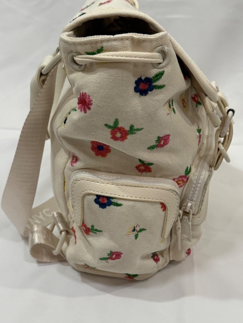 Madden NYC Floral Mini Backpack Floral Cream Canvas Cottagecore Y2K Bag - Picture 7 of 8
